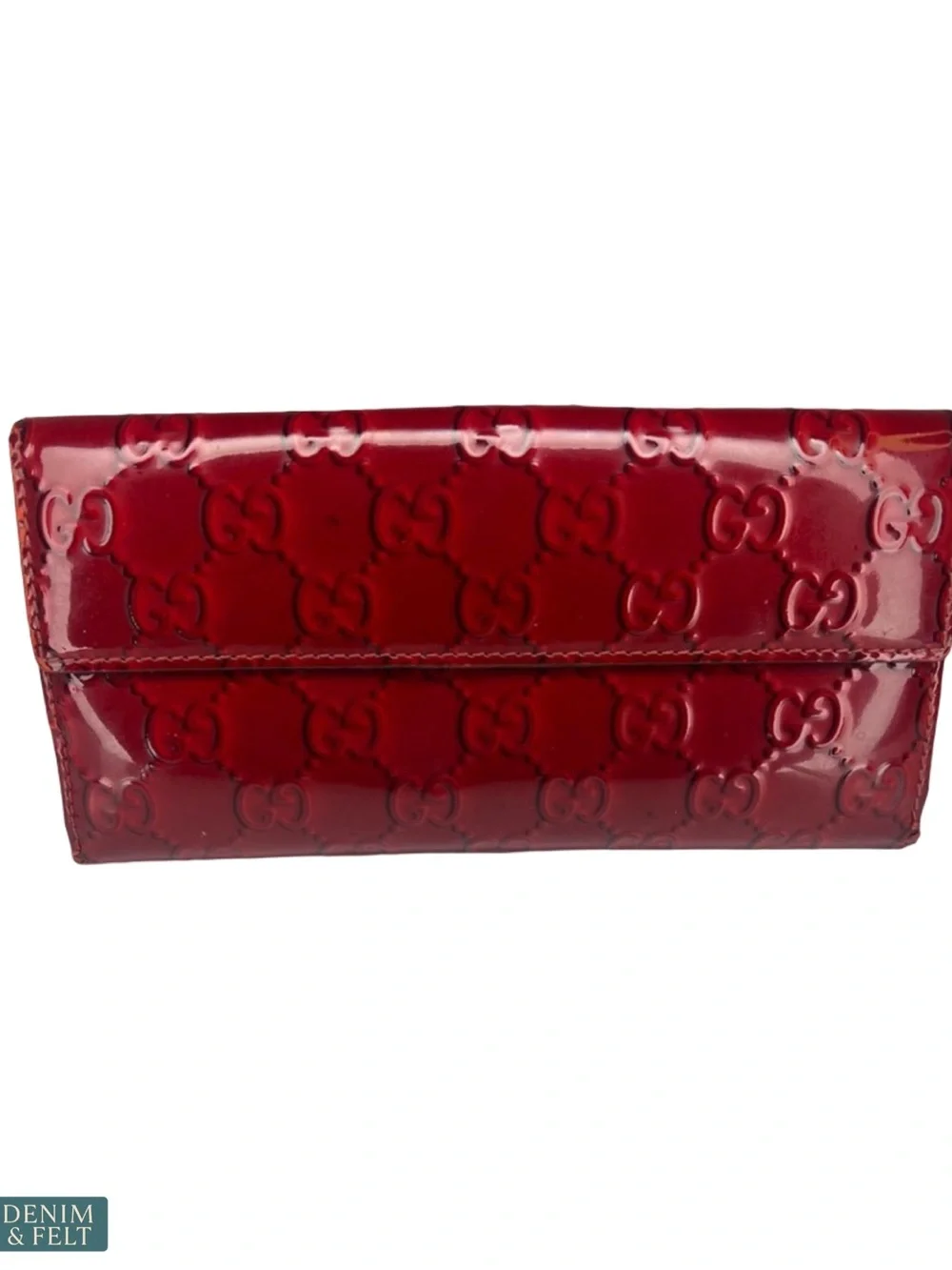 Gucci Red Guccissima Patent Leather Heart Logo Wallet‎ Bifold Vintage - Picture 3 of 13